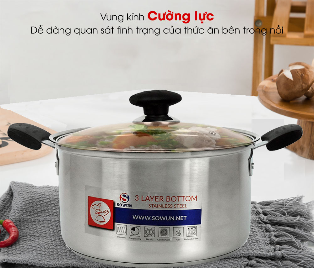 vung kính nồi inox sowun sw 322s
